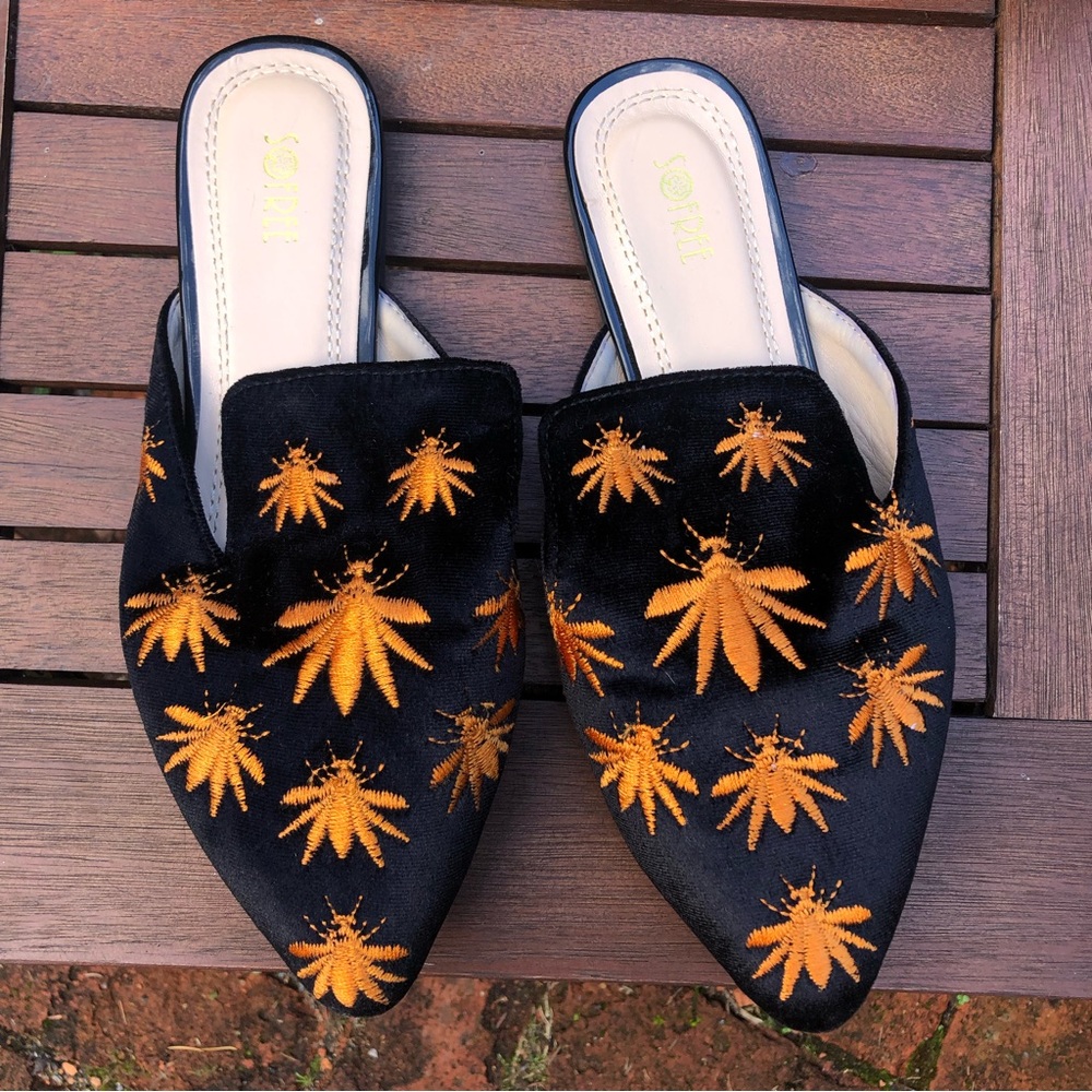 Black velvet loafers